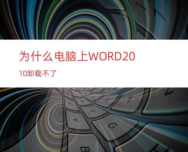 为什么电脑上WORD2010卸载不了