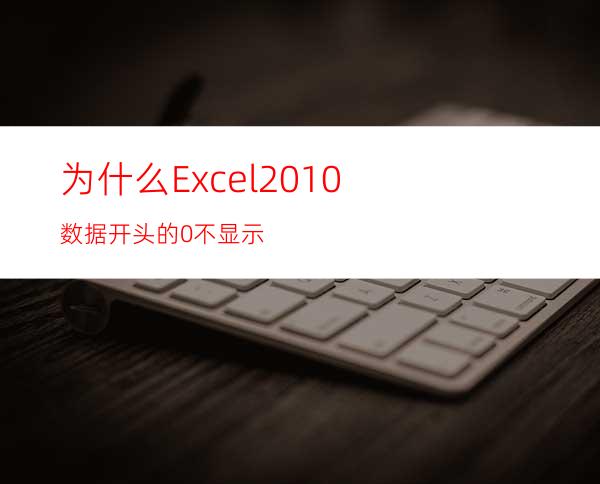 为什么Excel2010数据开头的0不显示