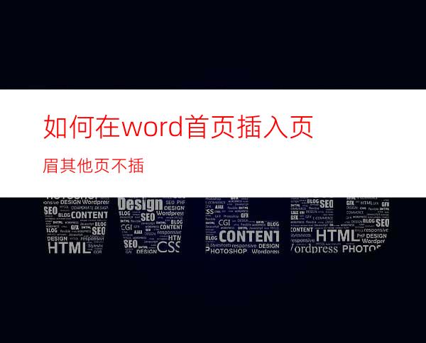 如何在word首页插入页眉其他页不插