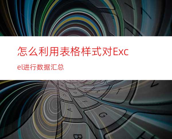 怎么利用表格样式对Excel进行数据汇总