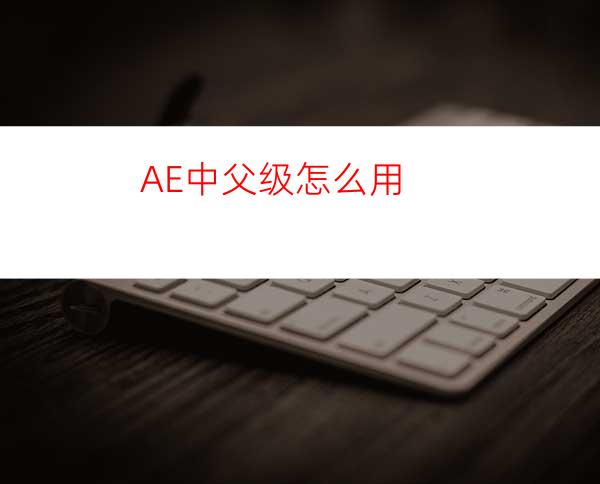 AE中父级怎么用