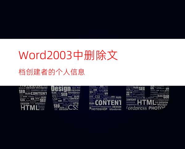 Word2003中删除文档创建者的个人信息