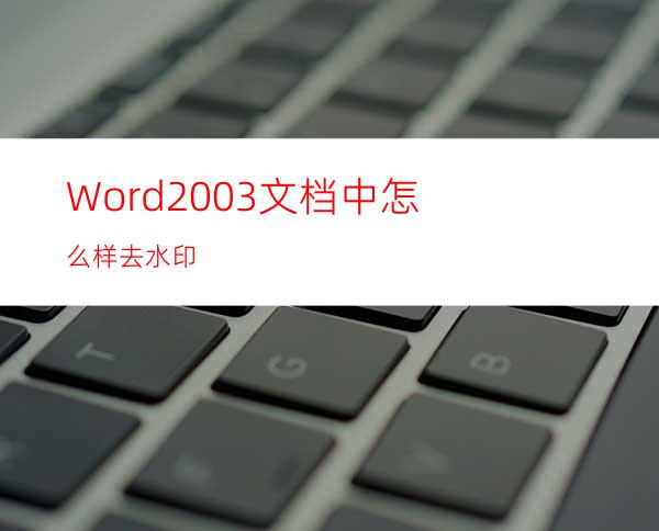 Word2003文档中怎么样去水印