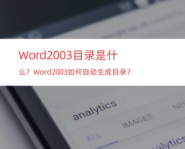 Word2003目录是什么？Word2003如何自动生成目录？